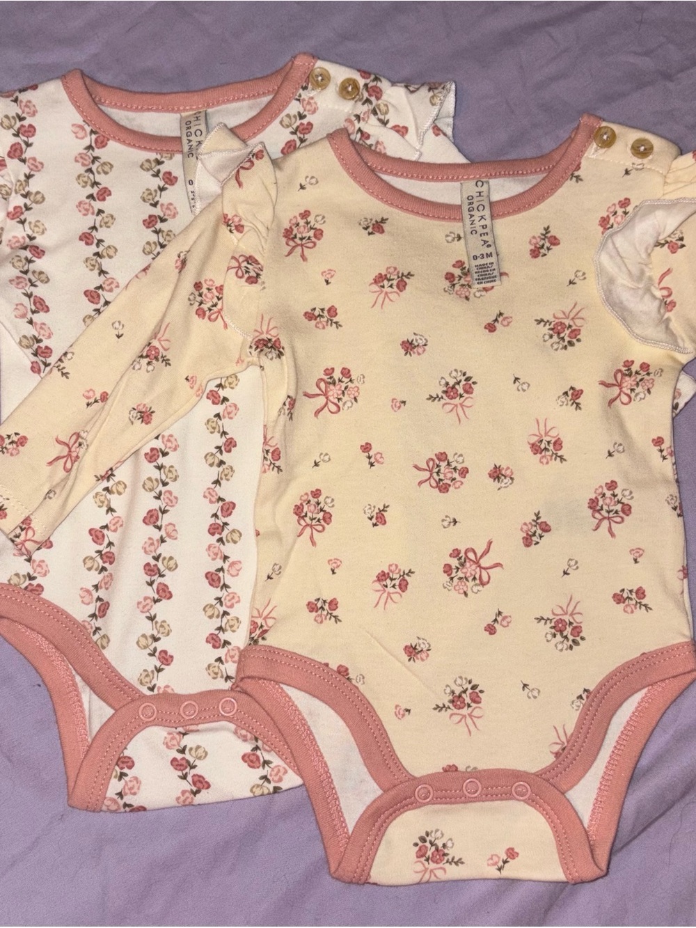 chick pea Pink Floral Baby One-Piece Bodysuits (2-Pack)